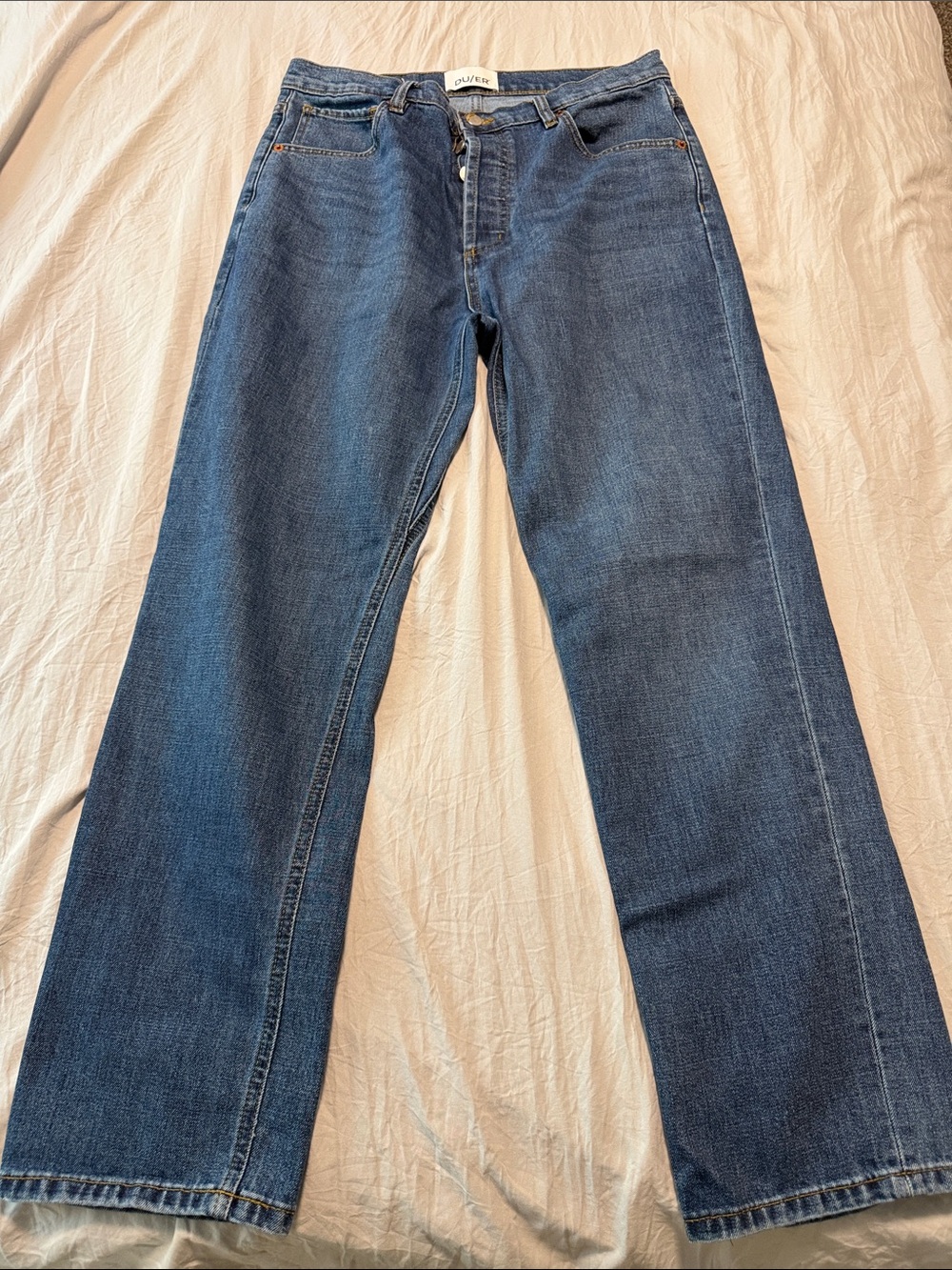 Men's Straight Jeans in Mid Blue by DU/ER